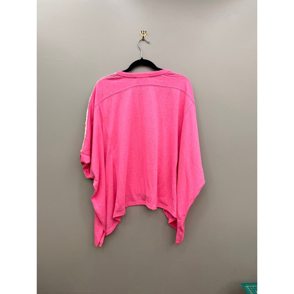 Davi & Dani Neon Pink Crochet Shoulder Boho Oversized Top Medium - Picture 4 of 4